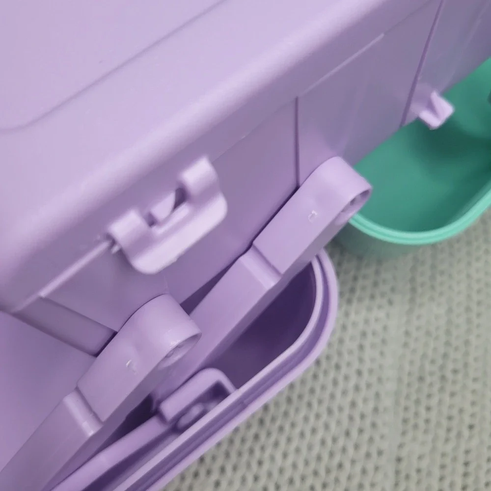 Vintage Caboodles Makeup Case Organizer Teal Lavender Pastel Mirror Storage Box